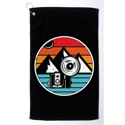 Camping Hiking Nature Retro Photographer Camera Camera Cute Gift Golf Towel