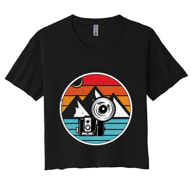 Camping Hiking Nature Retro Photographer Camera Camera Cute Gift Crop Top