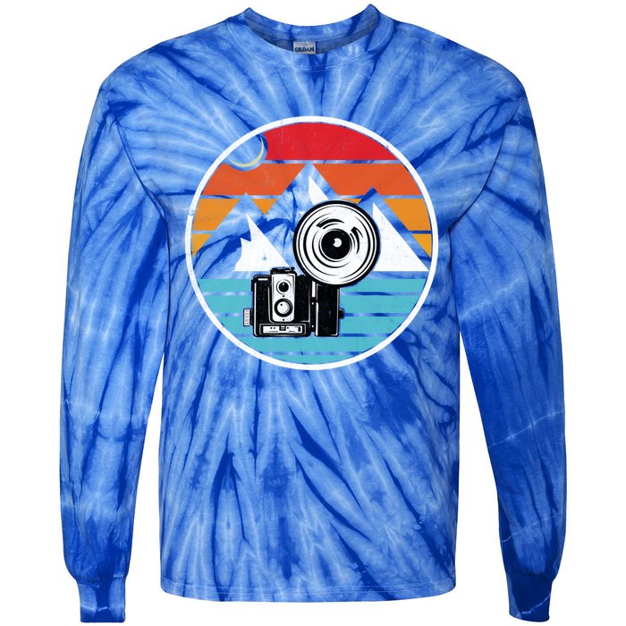 Camping Hiking Nature Retro Photographer Camera Camera Cute Gift Tie-Dye Long Sleeve Shirt