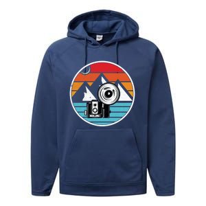 Camping Hiking Nature Retro Photographer Camera Camera Cute Gift Performance Fleece Hoodie