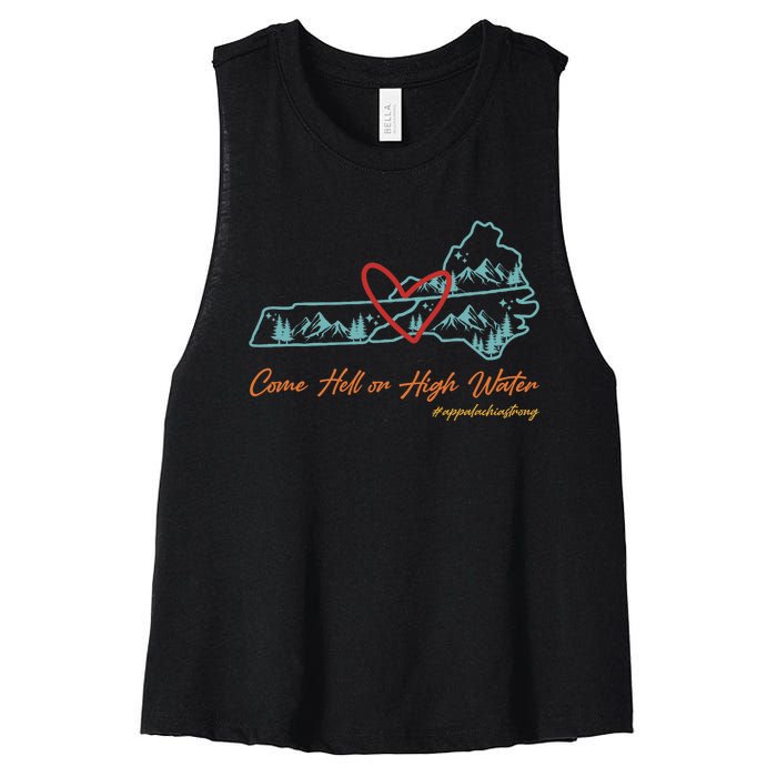 Come Hell Or High Water – Appalachian Strong Retro Women's Racerback Cropped Tank