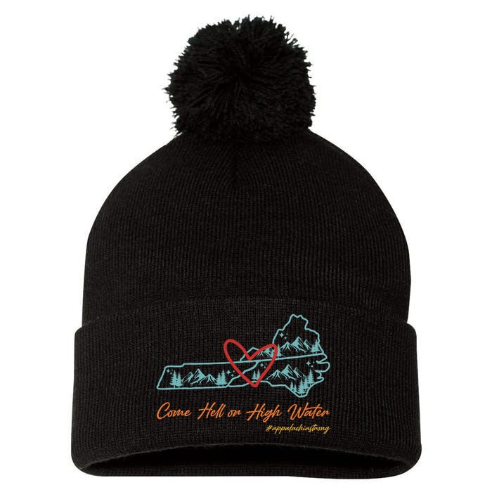 Come Hell Or High Water – Appalachian Strong Retro Pom Pom 12in Knit Beanie