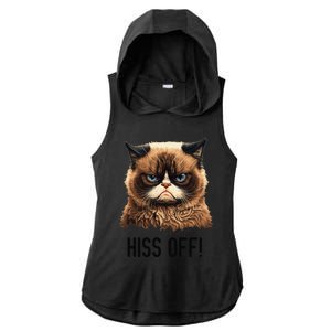 Cat Hiss Off Funny Cat Lover Kitten Quotes Women Ladies PosiCharge Tri-Blend Wicking Draft Hoodie Tank