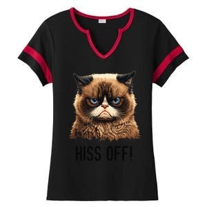 Cat Hiss Off Funny Cat Lover Kitten Quotes Women Ladies Halftime Notch Neck Tee