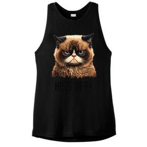 Cat Hiss Off Funny Cat Lover Kitten Quotes Women Ladies PosiCharge Tri-Blend Wicking Tank