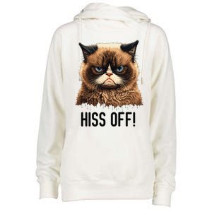 Cat Hiss Off Funny Cat Lover Kitten Quotes Women Womens Funnel Neck Pullover Hood