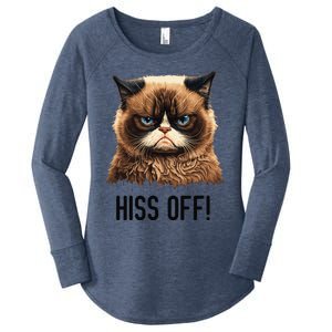 Cat Hiss Off Funny Cat Lover Kitten Quotes Women Women's Perfect Tri Tunic Long Sleeve Shirt