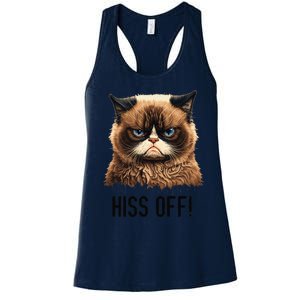 Cat Hiss Off Funny Cat Lover Kitten Quotes Women Women's Racerback Tank