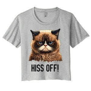 Cat Hiss Off Funny Cat Lover Kitten Quotes Women Women's Crop Top Tee