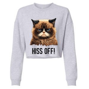 Cat Hiss Off Funny Cat Lover Kitten Quotes Women Cropped Pullover Crew