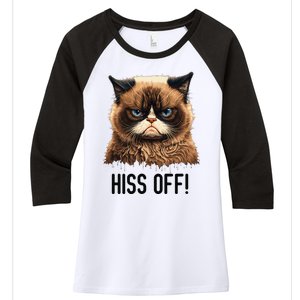 Cat Hiss Off Funny Cat Lover Kitten Quotes Women Women's Tri-Blend 3/4-Sleeve Raglan Shirt