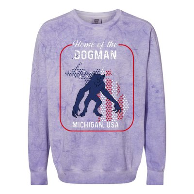 Cryptid Home of the Michigan Dogman Colorblast Crewneck Sweatshirt