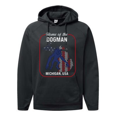 Cryptid Home of the Michigan Dogman Performance Fleece Hoodie