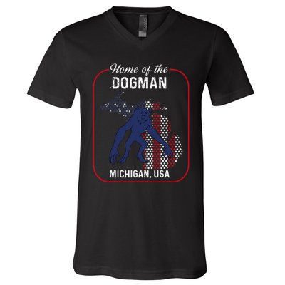 Cryptid Home of the Michigan Dogman V-Neck T-Shirt