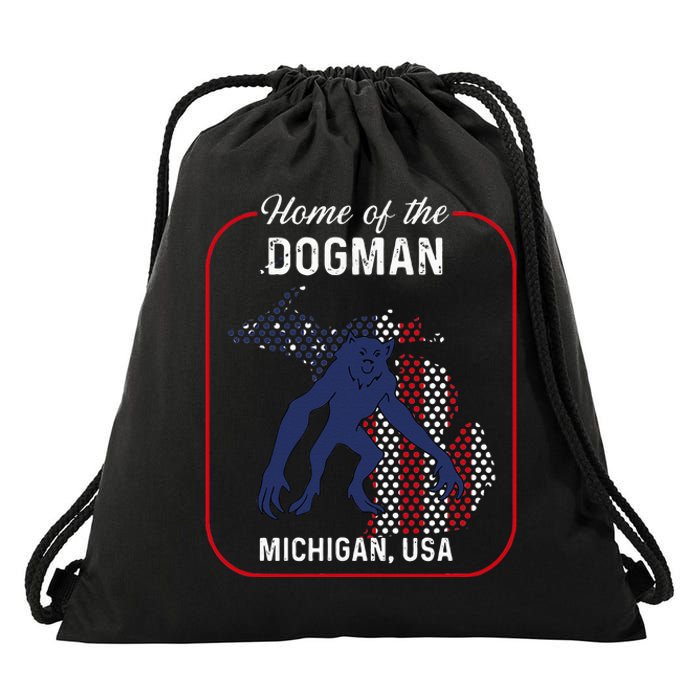 Cryptid Home of the Michigan Dogman Drawstring Bag