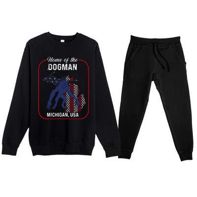 Cryptid Home of the Michigan Dogman Premium Crewneck Sweatsuit Set