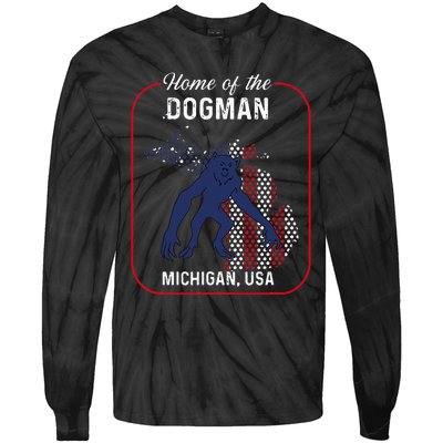 Cryptid Home of the Michigan Dogman Tie-Dye Long Sleeve Shirt