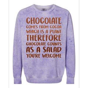 Chocolate Counts As A Salad Funny Colorblast Crewneck Sweatshirt