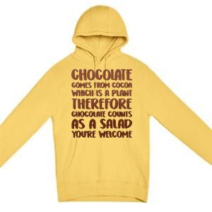 Chocolate Counts As A Salad Funny Premium Pullover Hoodie