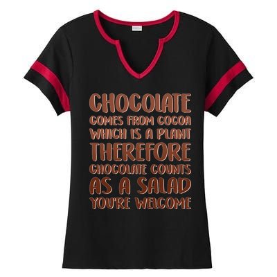 Chocolate Counts As A Salad Funny Ladies Halftime Notch Neck Tee