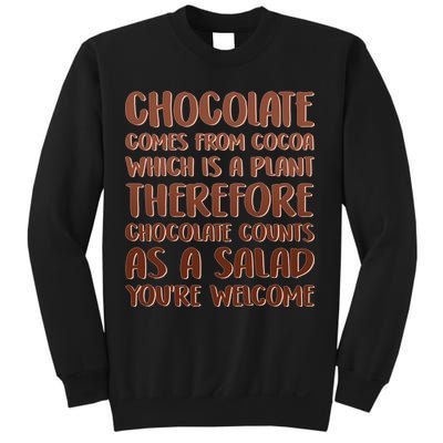 Chocolate Counts As A Salad Funny Sweatshirt