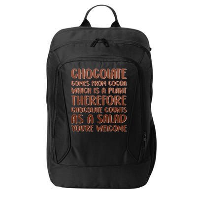 Chocolate Counts As A Salad Funny City Backpack