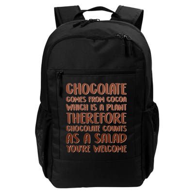 Chocolate Counts As A Salad Funny Backpack