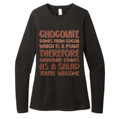 Chocolate Counts As A Salad Funny Womens CVC Long Sleeve Shirt