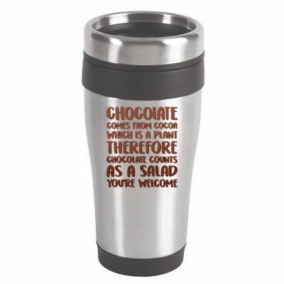 Chocolate Counts As A Salad Funny 16oz Travel Tumbler