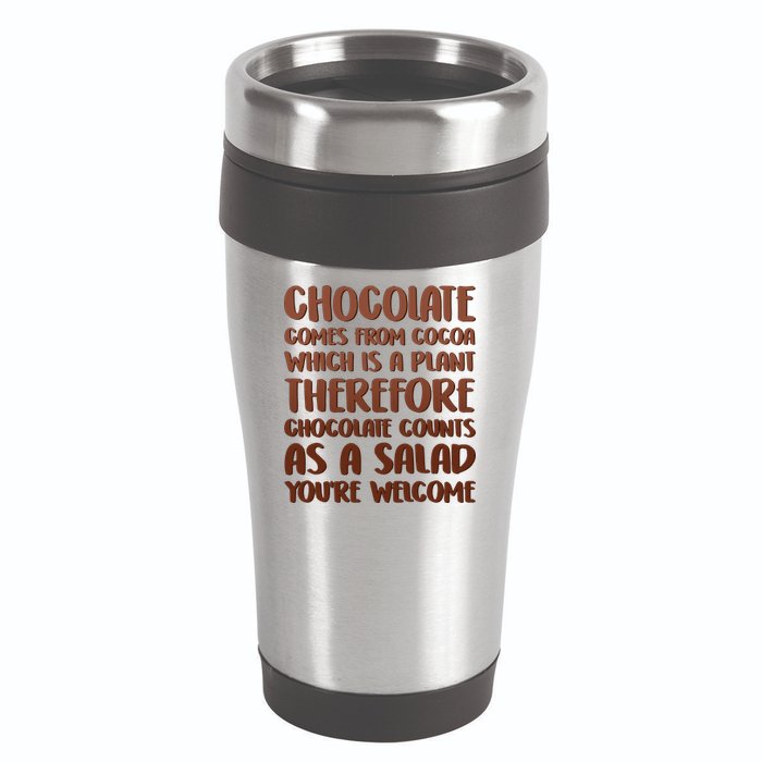 Chocolate Counts As A Salad Funny 16oz Travel Tumbler