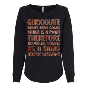 Chocolate Counts As A Salad Funny Womens California Wash Sweatshirt