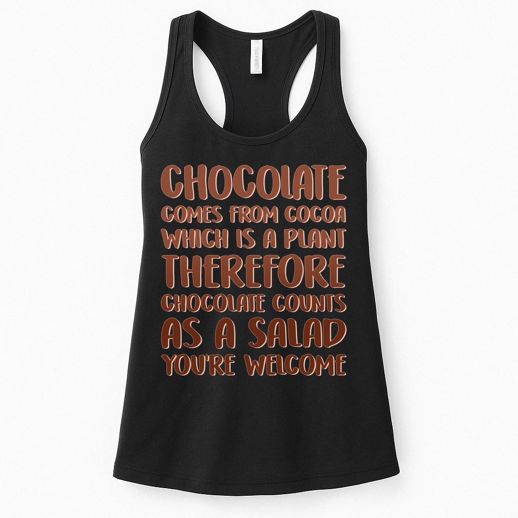 Chocolate Counts As A Salad Funny Womens Tank Top