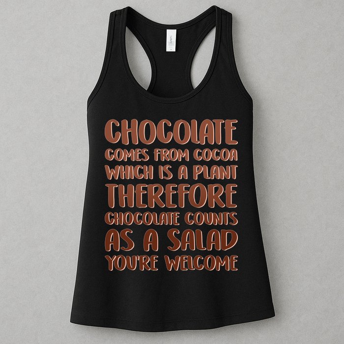 Chocolate Counts As A Salad Funny Womens Tank Top