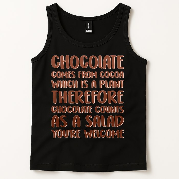 Chocolate Counts As A Salad Funny Tank Top
