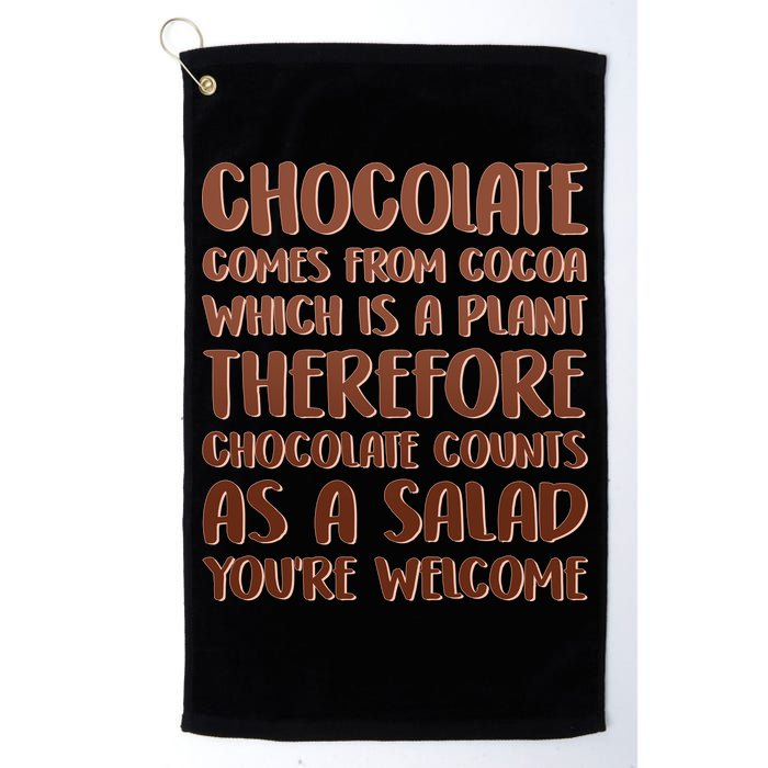 Chocolate Counts As A Salad Funny Golf Towel