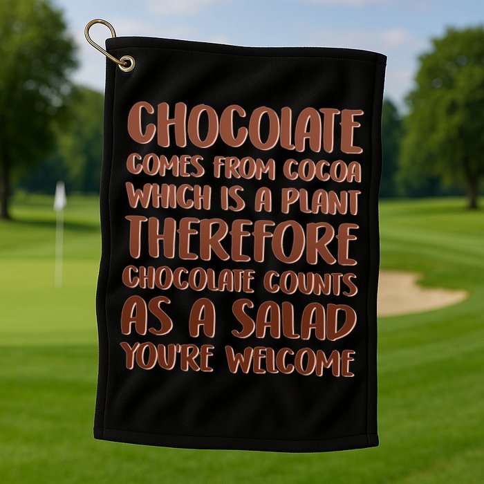 Chocolate Counts As A Salad Funny Golf Towel