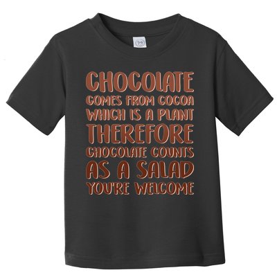 Chocolate Counts As A Salad Funny Toddler T-Shirt
