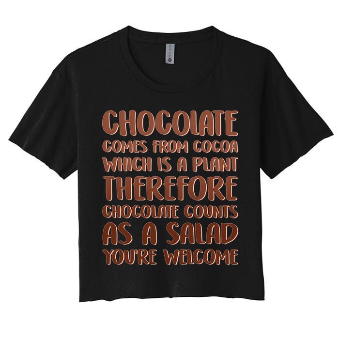Chocolate Counts As A Salad Funny Crop Top