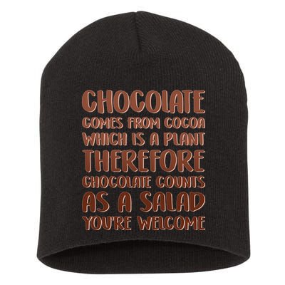 Chocolate Counts As A Salad Funny Short Acrylic Beanie