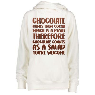 Chocolate Counts As A Salad Funny Womens Funnel Neck Pullover Hood