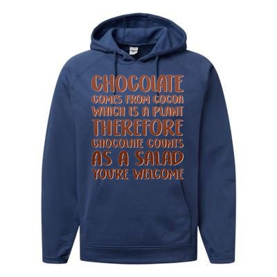 Chocolate Counts As A Salad Funny Performance Fleece Hoodie