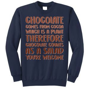 Chocolate Counts As A Salad Funny Sweatshirt