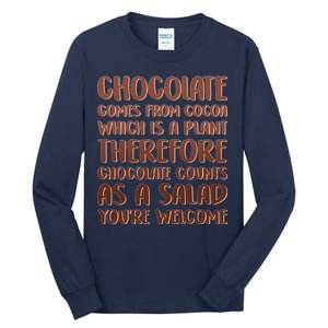 Chocolate Counts As A Salad Funny Tall Long Sleeve T-Shirt