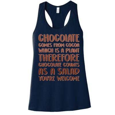 Chocolate Counts As A Salad Funny Women's Racerback Tank