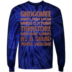 Chocolate Counts As A Salad Funny Tie-Dye Long Sleeve Shirt