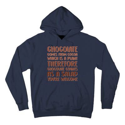 Chocolate Counts As A Salad Funny Tall Hoodie