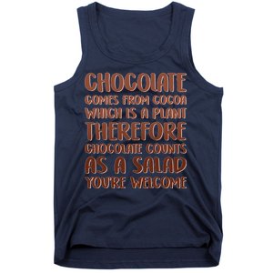 Chocolate Counts As A Salad Funny Tank Top