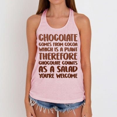 Chocolate Counts As A Salad Funny Women's Knotted Racerback Tank