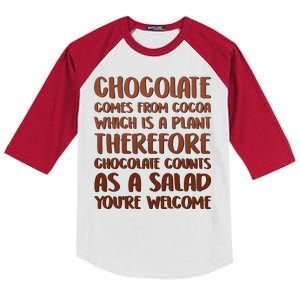 Chocolate Counts As A Salad Funny Kids Colorblock Raglan Jersey