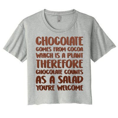 Chocolate Counts As A Salad Funny Women's Crop Top Tee